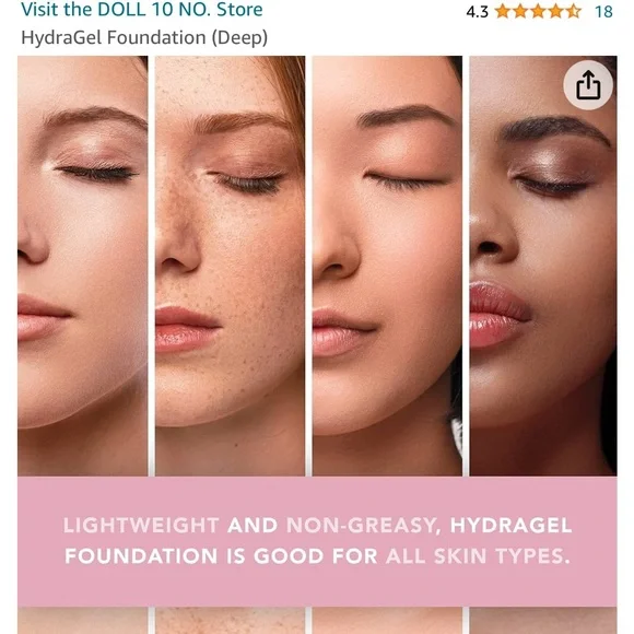 Doll 10 HydraGel Foundation retails $48 New!  color Deep - Picture 3 of 6